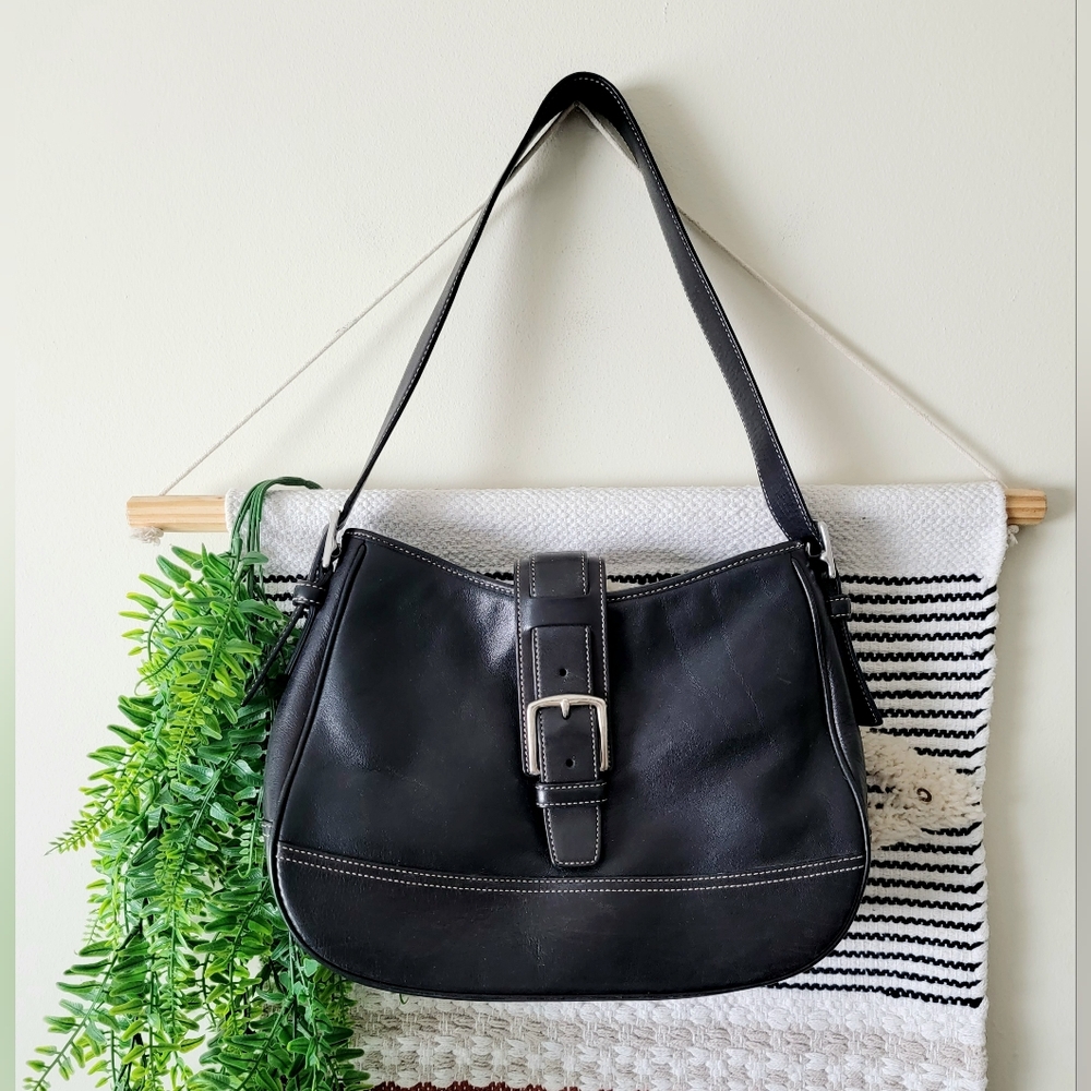 Coach black shoulder bag vintage style hobo bag